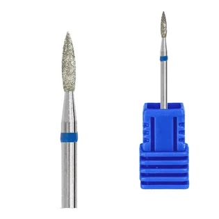 Алмазна фреза Kraken Nails, полум'я, з синьою насічкою, 1.8×8.0 мм