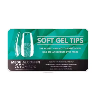 Soft Gel Tips Medium Coffin #2, clear, 550 pcs