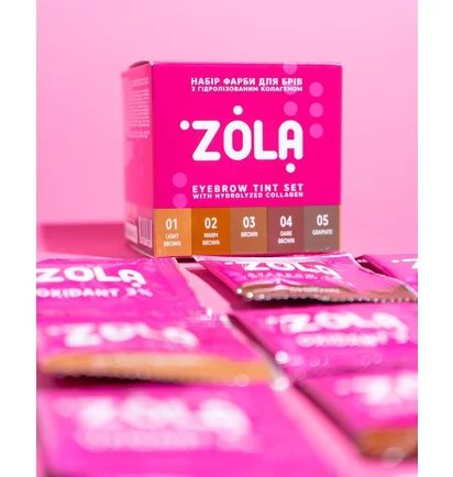 Набір фарби для брів ZOLA, з колагеном, Eyebrow Tint with Collagen, 5×5 мл, саше