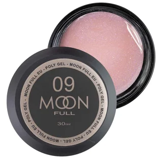 Nail Extension Polygel Moon Full #09, natural pink with shimmer, 30 ml