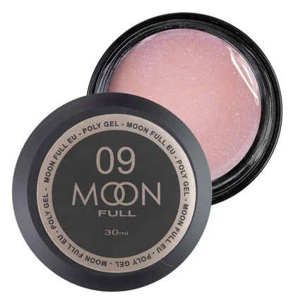 Nail Extension Polygel Moon Full #09, natural pink with shimmer, 30 ml