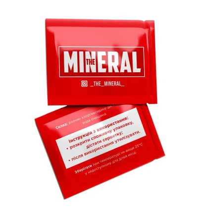 Влажная салфетка The Mineral с хлоргексидином, красная, саше