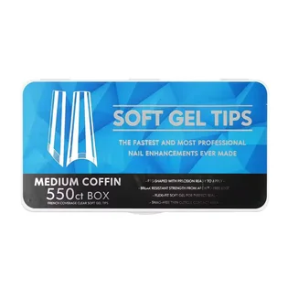 Гелеві тіпси Soft Gel Tips Medium Coffin #3, прозорі, 550 шт