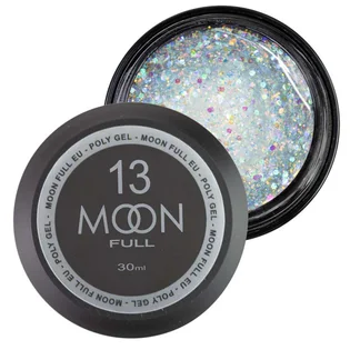 Nail Extension Polygel Moon Full #13, pearl confetti with foil, 30 ml