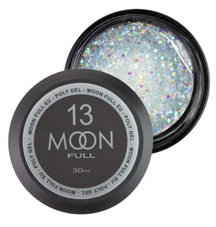 Nail Extension Polygel Moon Full #13, pearl confetti with foil, 30 ml