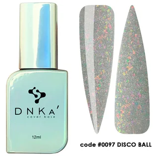 Камуфлююча база для нігтів з рожевою поталлю DNKa' Cover Rubber Base French #0097 Disco Ball, 12 мл