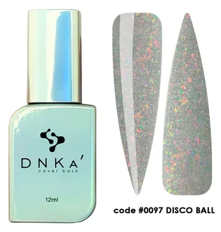 Камуфлирующая база для ногтей с розовой поталью DNKa' Cover Rubber Base French #0097 Disco Ball, 12 мл