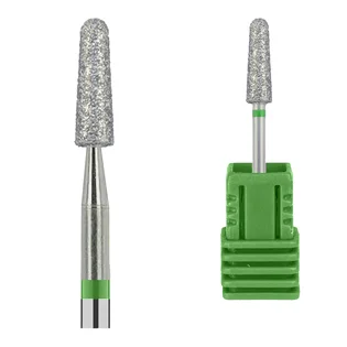 Алмазна фреза Kraken Nails, закруглений конус, з зеленою насічкою, 4.0×1.2 мм
