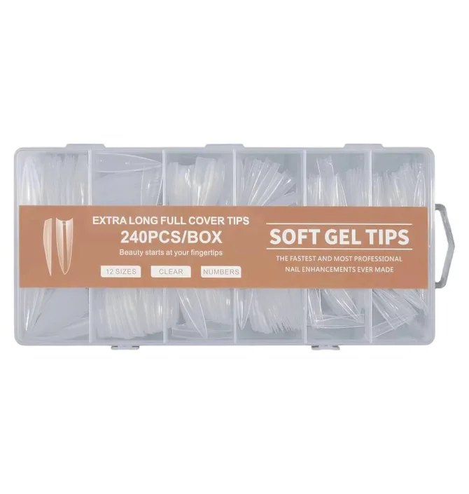 Гелеві тіпси прозорі Soft Gel Tips, Brown, 240 шт