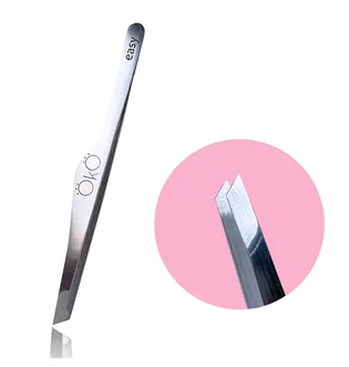 Пінцет для брів OKO Lash&Brow Easy Touch №02, скошений, м'який нажим (ручне заточування)