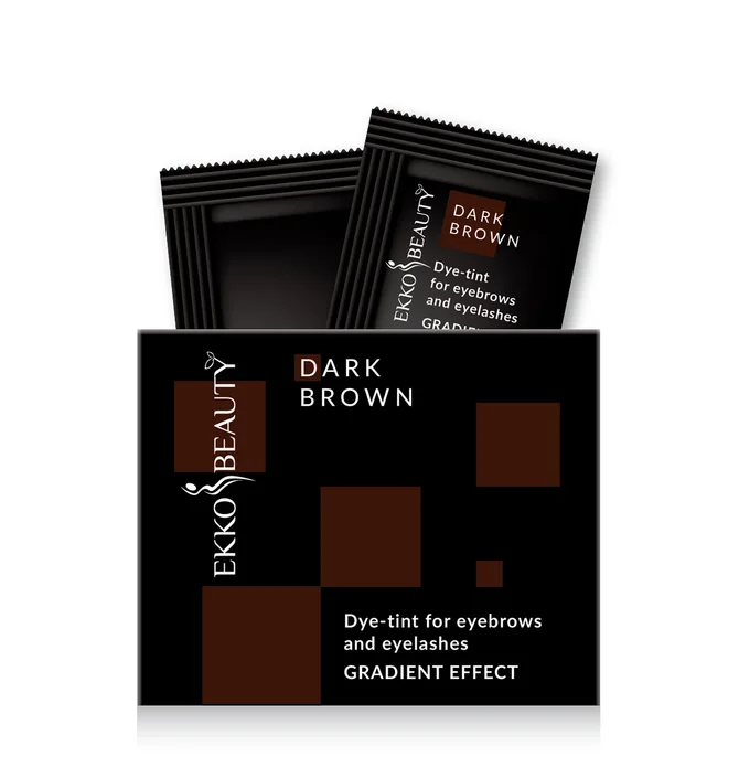 Краска-тинт для бровей и ресниц Ekko Beauty Gradient Effect, Dark Brown, 3 мл