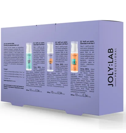 Zestaw do laminacji brwi i rzęs JolyLab, 3 kroki w jednym zestawie, 3×10 ml