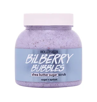 Цукровий скраб для тіла HollySkin Bilberry Bubbles з маслом ши та перлітом, 300 мл