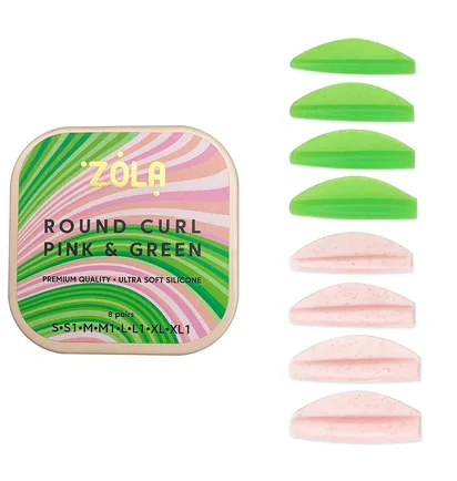 Валики для ламінування ZOLA Round Curl, Pink and Green, 8 пар