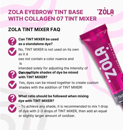 База для фарбування брів ZOLA, з колагеном, Tint Mixer #07, 15 мл