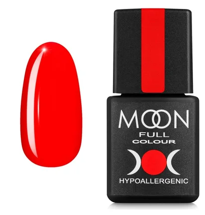 Гель-лак Moon Full Neon #708, яскраво-червоний, 8 мл