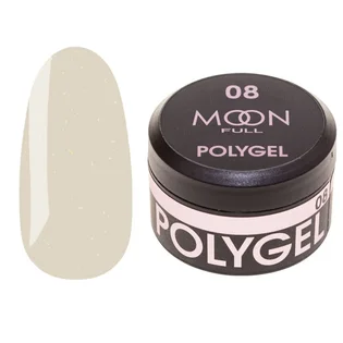 Полігель Moon Full для нарощування нігтів Poly Gel #08, нюдовий з шиммером, 15 мл
