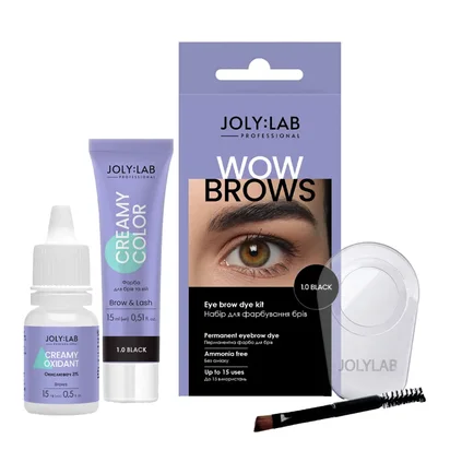 Zestaw do farbowania brwi JolyLab Wow Brows Black 1.0, 15 ml