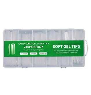 Гелеві тіпси прозорі Soft Gel Tips, Green, 240 шт