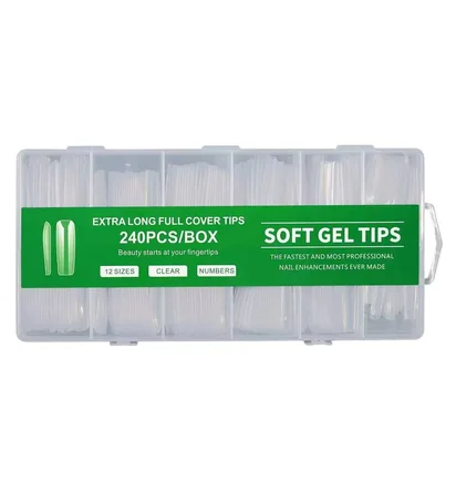 Гелеві тіпси прозорі Soft Gel Tips, Green, 240 шт