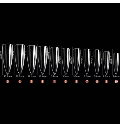 Гелеві тіпси Soft Gel Tips Medium Stiletto #2, прозорі, 550 шт