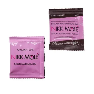 Фарба для брів та вій Nikk Mole, Dark Brown, в саше + окислювач, 5 г