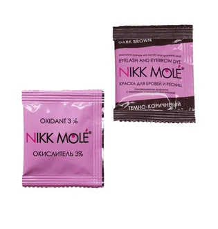 Фарба для брів та вій Nikk Mole, Dark Brown, в саше + окислювач, 5 г