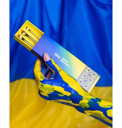Набір пензлів для фарбування брів ZOLA Brow Brushes Ukrainian Edition