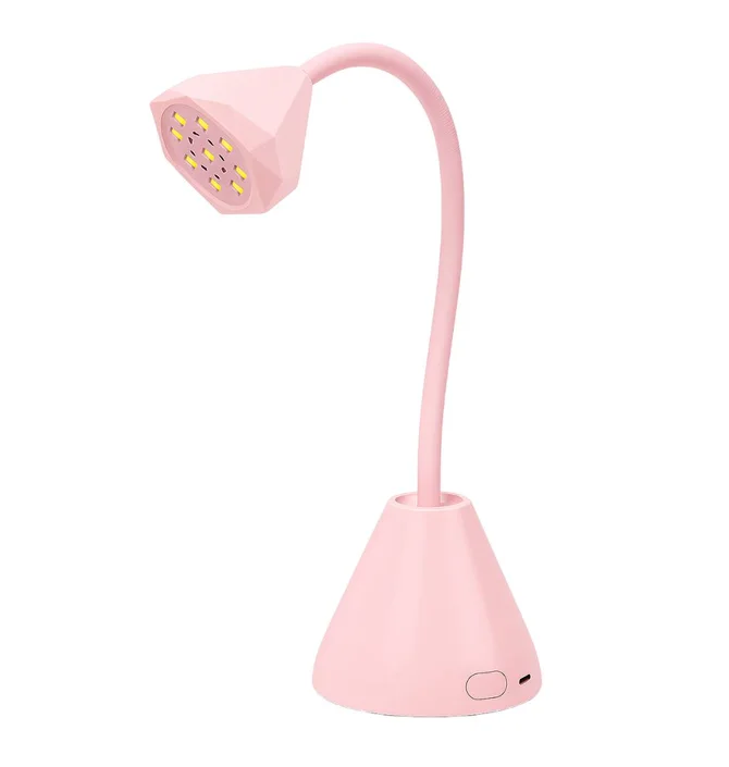 Лампа UV/LED для сушіння нігтів рожева на акумуляторі та USB, 5 Вт