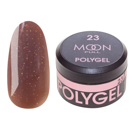 Nail Extension Polygel Moon Full #23, beige-pink with shimmer, 15 ml