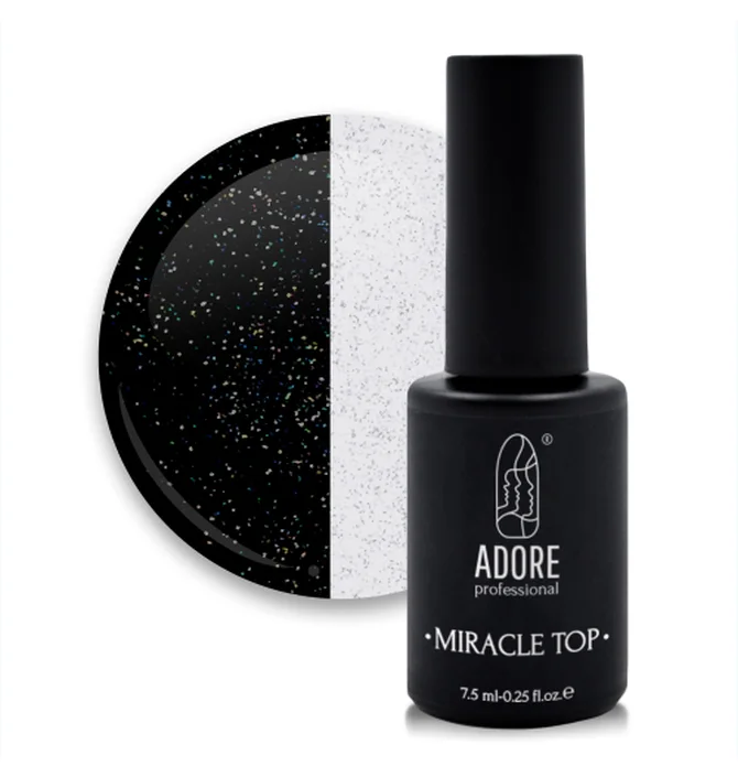 Топ для нігтів з блискітками без липкого шару Adore Professional Miracle Top №05 Holographic Shimmer, UV-фільтр, 7,5 мл