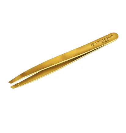 Скошений пінцет для брів CTR Gold