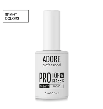 Топ для світлих відтінків нігтів без липкого шару Adore Professional Pro Classic Top UV, 15 мл