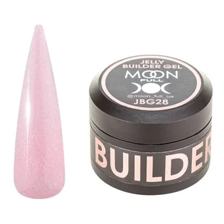 Żel-galaretka do przedłużania paznokci Moon Full Builder #28, delikatny różowy półprzezroczysty ze shimmerem, 30 ml