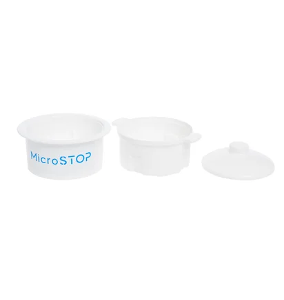 Pojemnik do sterylizacji i dezynfekcji narzędzi do manicure MicroSTOP, biały, 120 ml
