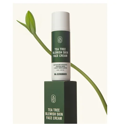 Matujący krem na niedoskonałości skóry Mr.Scrubber Tea Tree Blemish Skin, z olejkiem z drzewa herbacianego, 50 ml