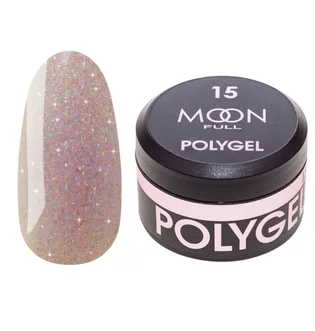 Nail Extension Polygel Moon Full #15, lilac diamond with shimmer, 15 ml