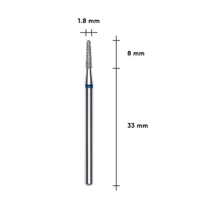 Frez diamentowy Staleks Expert, Ścięty stożek, 1.8×8 mm, niebieski