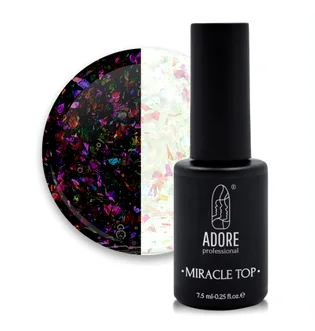 Топ для нігтів з поталлю без липкого шару Adore Professional Miracle Top №08 Pink Yuki, UV-фільтр, 7.5 мл