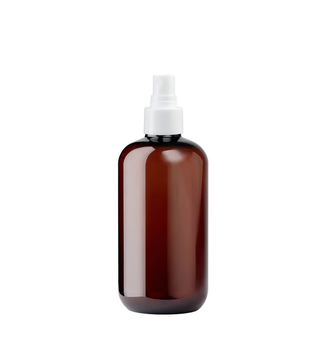 Plastic Bottle, brown, with white spray, 100 ml