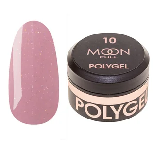 Полігель Moon Full для нарощування нігтів Poly Gel #10, соковито-рожевий із шиммером, 15 мл