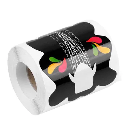 Nail Extension Forms, in roll, with black design, 100 pcs