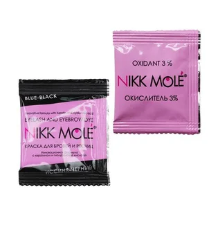 Фарба для брів та вій Nikk Mole, Blue Black, в саше + окислювач, 5 г