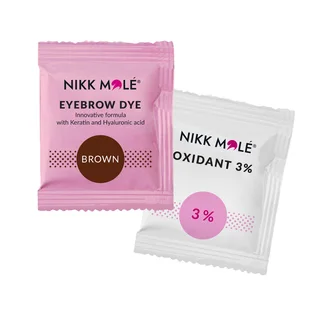 Фарба для брів та вій Nikk Mole, Brown, в саше + окислювач, 5 г