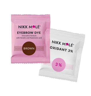 Фарба для брів та вій Nikk Mole, Brown, в саше + окислювач, 5 г