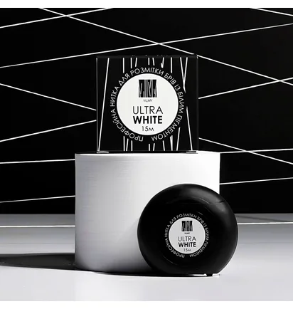 Нитка для розмітки брів Vilmy з пігментом, Ultra White, 15 м