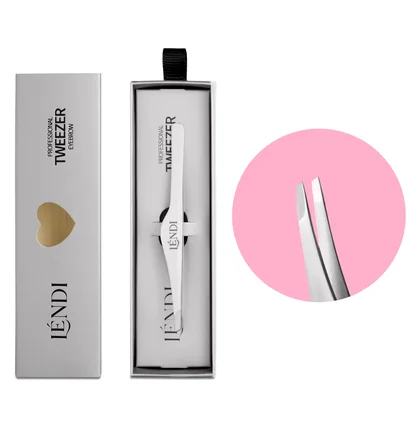 Скошений пінцет для брів Lendi, Silver