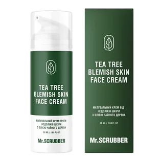 Matujący krem na niedoskonałości skóry Mr.Scrubber Tea Tree Blemish Skin, z olejkiem z drzewa herbacianego, 50 ml
