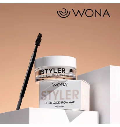 Щіточка з аплікатором для укладання брів Wona Brush & Spatula, чорна
