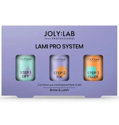 Zestaw do laminacji brwi i rzęs JolyLab, 3 kroki w jednym zestawie, 3×10 ml
